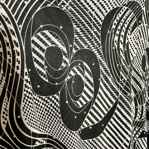 Vintage All Hours Size Small Top - 80s 90s Black White Sequined Graphic - Picture 4 of 9